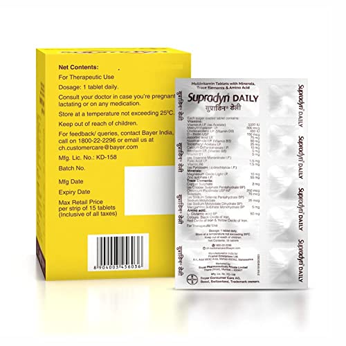 Supradyn Daily Multivitamin Tablets (150 Tablets) for Men & Women with Essential Zinc, 12 Vitamins, 5 Trace Elements for Daily Immunity & Energy