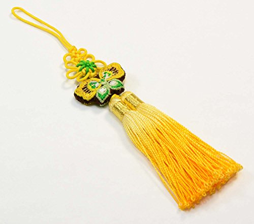Mykoreangift Pendentif Téléphone Asiatique - Norigae Papillon. Décoration Originale Maison, Sac à Main, breloque (Rose, Bleu, Violet, Rouge.) (Jaune) Cover