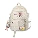YNWJ Kawai Rucksack Back to School Mädchen Rucksack Kawai Süß Schulrucksack Rucksack mit Kawai Zubehör (Weiß)