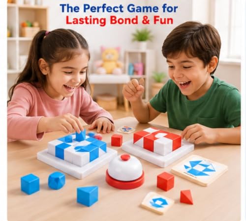 Image of Pattern Twist Puzzle Game for Kids & Family | 80 Challenge Cards | Logic Puzzle Board Game with Bell | Educational STEM Learning Toy for Boys & Girls Age 5+ | Focus, Memory & Problem Solving Game