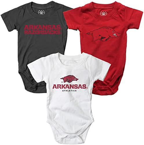Wes and Willy Baby Arkansas Razorbacks 3 Pack Bodysuits 6M