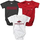 Wes and Willy Baby Arkansas Razorbacks 3 Pack Bodysuits 6M