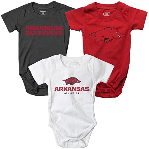 Image of Wes and Willy Baby College Team 3 Pack of Cotton Rompers