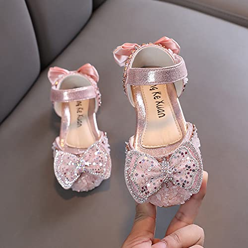 White Sandals For Girls Fashion Spring And Summer Girls' Sandals Dress Dance Show Princess Shoes Flat Bottom Rhinestone (Pink-b, 6.5 Toddler)3