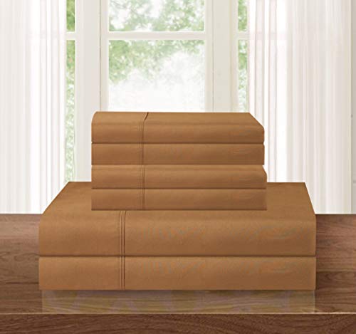 Elegant Comfort Luxurious Soft 1500 Thread Count Egyptian 4-Piece Hotel Quality Wrinkle and Fade Resistant Coziest Bedding Set, Easy All Around Elastic Fitted Sheet, Deep Pocket, Twin/Twin XL, Bronze