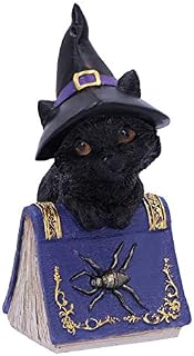 Nemesis Now Pocus Small Witches Familiar Black Cat and Spellbook Figurine, Purple, 12.7cm