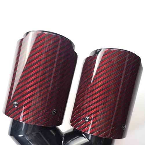 Punta de escape universal para coche con silenciador de doble salida izquierda de 63mm roja 4