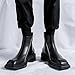 TZNBGGE Men Polished Leather Platform Square Chukka Ankle Boots With Side Zipper Comfortable Fashion Chunky Block Heel Lug Sole Non Slip Chelsea Business Boot For Party Formal Work (Black,10)