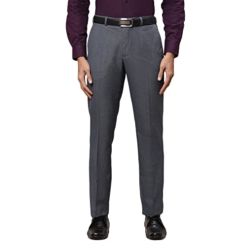 Image of Park Avenue Men's Polyester Blend Dobby Pattern Smart Fit Flat Front Formal Trouser