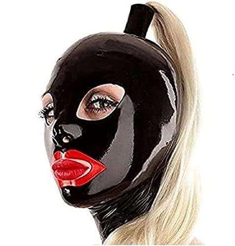 YIYELIY Testa Coperchio in Lattice con parrucca,Cerniera Maschere di gomma,gioco di ruolo Cosplay Festa Maschera in Latex Uomini e donne (Nero,M)