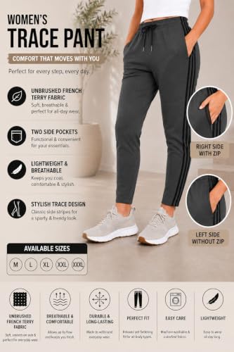 Image of Track Pants for Women with 2 Pockets | 1 Zip Pocket & 1 Open Pocket | Regular Fit Sports Lower for Women's | Gym Running Jogging Workout Casual Wear Track Pant