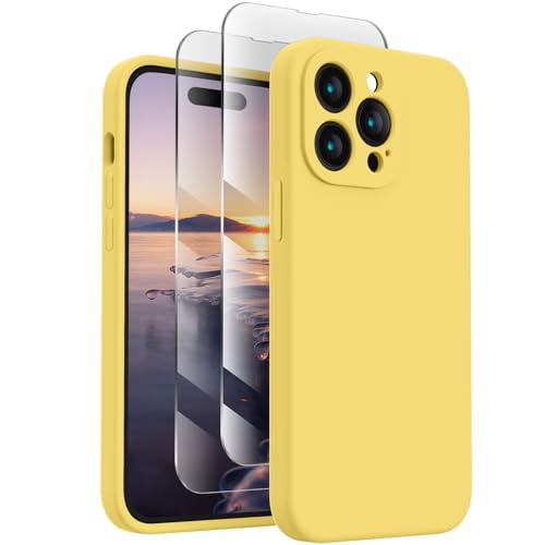Image of FireNova Designed for iPhone 14 Pro Max Case, Silicone Upgraded [Camera Protection] Case, Soft Anti-Scratch Microfiber Lining Inside, 6.7 inch, Yellow
