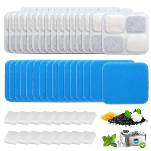 12-Pack Dog Water Fountain Filter Compatible with Oneisall PW07SAU 10L/2.64Gal12 Filters 12 Pre-Filters & 12 Pump Sponges - High-Performance Multilayer FiltrationClean & Safe Drinking Water for Dog