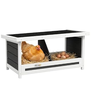PawHut pondoir bois 66 cm, 3 compartiments, toit asphalté