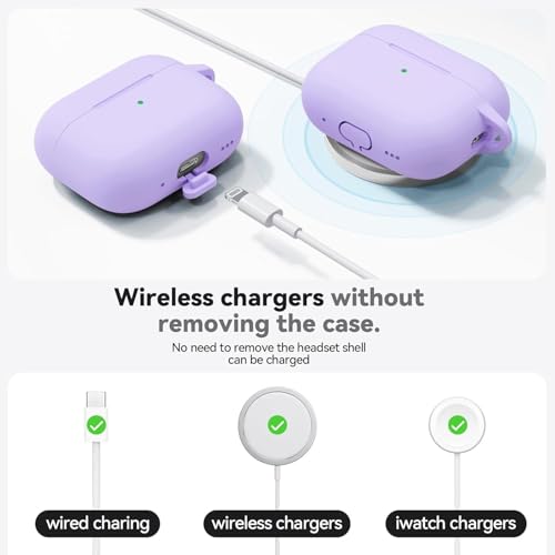 Image of Meyaar for AirPods Pro 3 Case 2025 with Cleaner Kit,Soft Silicone Protective Cases for Apple AirPods Pro 3rd Generation Case for Women Men,AirPod Pro 3 Cases Cover Accessories with Keychain(Purple)
