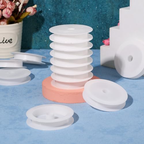 Craftdady 50Pcs Empty Plastic Wire Spools 2.64" in Diameter Thread Bobbins for Beading Wire Thread String by Craftdady - Used condition - Image 6