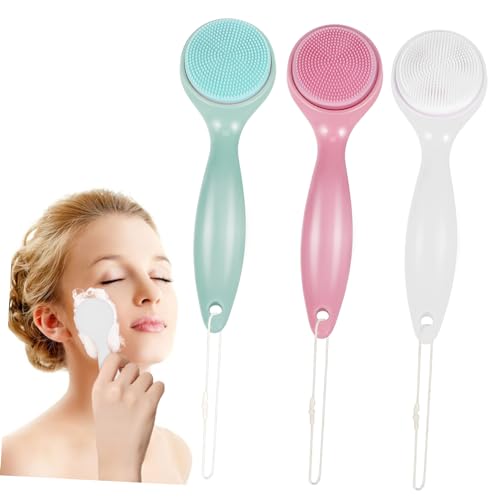 VICASKY 3pcs Gentle Silicone Facial Cleansing Brush Skin Care Exfoliating Tool for Men
