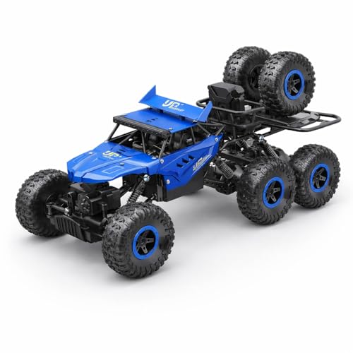 Image of 6WD RC Off-Road Rock Crawler Truck for Kids & Adults | 2.4GHz Remote Control All Terrain Car with High Grip Tires, Dual Spare Wheels & Shock Absorption | Durable Racing Toy