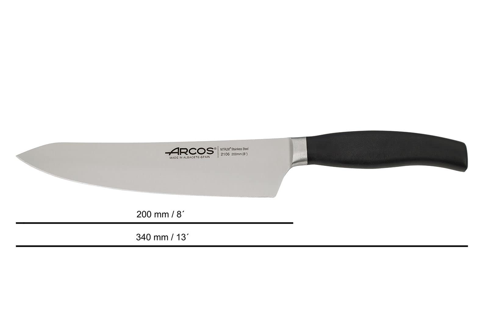 Arcos Set Coltelli da Cucina Forgiati 3 Pezzi (Coltello Pelare + Coltello Cucina + Coltello Chef) in Acciaio Inossidabile Nitrum – Manico in Polipropilene POM, Serie Clara, Colore Nero