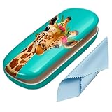 BestEioyo Hard Shell Eyeglasses Case, Travel Portable Protective Glasses Cover Box for Men and Women with Cleaning Cloth,Giraffe