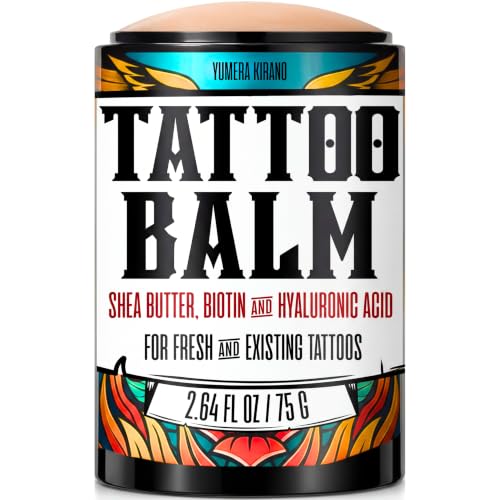 Tattoo Balm Stick Aftercare – Healing Ointment Butter for Fresh & Existing Tattoos, Brightener for Old Ink, Shea Butter Biotin Hyaluronic Acid, Color Enhancer Lotion Moisturizer Cream, Travel Size