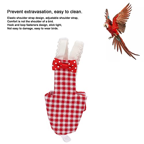 Parrots-Pilot-Suit-Red-Grid-Cotton-Elastic-Bowknot-Design-Parrots-Diaper-Tight-for-Macaw-for-Parakeet-for-BudgiesM-Red-Grid