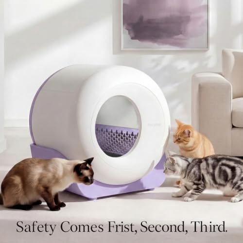 Image of Furrytail Automatic Litter Box Self Cleaning, Kitty Litter Box, Smart Safety Sensors, Advanced Odor & Leak Control, Large Capacity for Multi Cat Homes, with App Control & 40 Trash Bags, Lilac