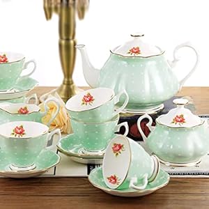 Tea Set for Adults Vintage Tea Cup and Saucer Set of 6 Porcelain Tea Service Coffee Cups and Saucers Set for Tea/Coffee,Afternoon Tea Party