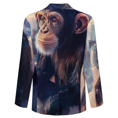New York City-chimpanzee Men's Blazer Printed Button Suit Jacket Slim Sport Coat Blazers4