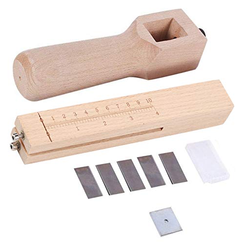Acouto Cortador De Correa, Tira De Madera Ajustable Y Cortador De Correa De Correa, Herramienta De Corte Manual De Cuero Para Manualidades Con 5 Cuchillas Para Manualidades, Joyería