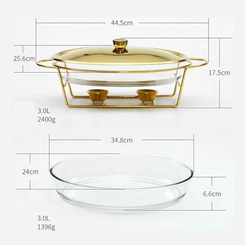 Chauffe-plats ovale doré finition miroir élégant pour buffet chic - 3