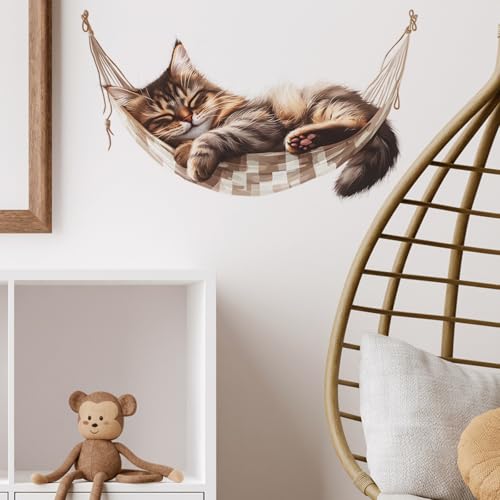 Vinilo adhesivo decorativo de gato descansando en hamaca miniatura 4
