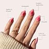 Glamnetic Press On Nails - Blushing Aura | Short Almond Trendy Pink with Ombre Center Fake Nails in a Glossy Finish | 15 Sizes - 30 Nail Kit with Glue
