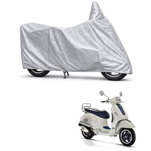 Image of 100% Waterproof Two Wheeler Body Cover Multi Layered Fabric Designed for Vespa Notte 125 | Belt Buckle Lock | Silver Mag