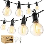 Brightown Outdoor String Lights - Waterproof Globe Patio Lights 30 Ft with 30 G40 Shatterproof LED Bulbs, Connectable Commercial Hanging Light for Backyard, Bistro, Porch, Cafe, Deck, Garden