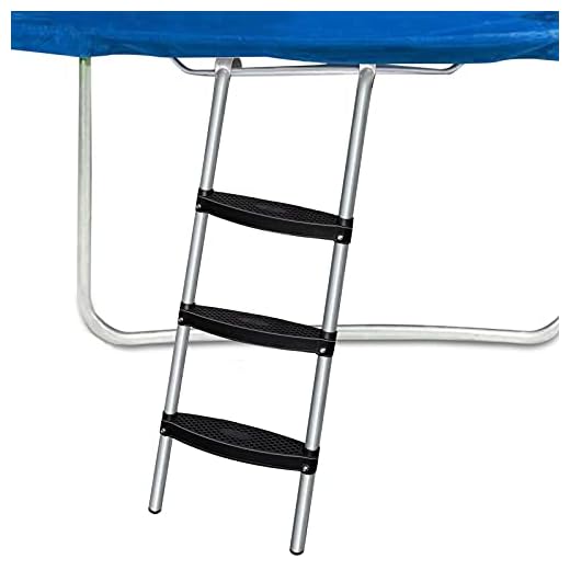 Rukars Trampoline Ladder, 3-Step Wide Universal Trampoline Ladder for Kids, Easy to Install Trampoline Accessories Trampoline Steps, UV Treated Steel for All Weather Exposure, Sturdy & Safe Design