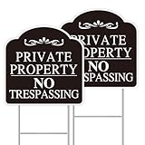 No Trespassing Signs Private Property, Large 2-Pack private property no trespassing sign 12'x12' Double-Sided H-Stake Metal Stakes, Outdoor Yard Sign, private property signs for Home and Front Door