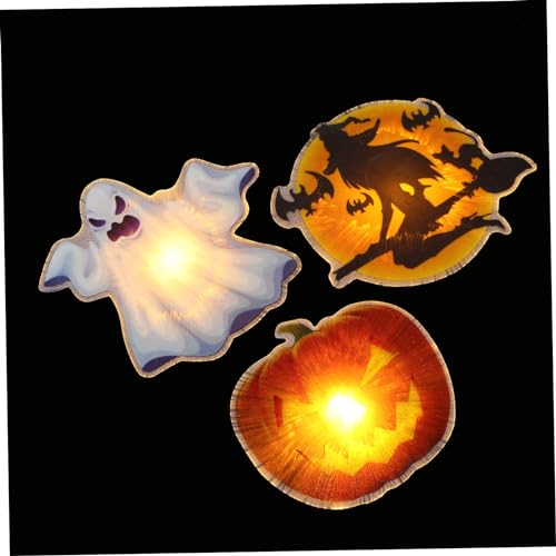 NUOBESTY 3Pcs Decorative Fiber Optic Lamps Luminous Halloween Adornments for Home Parties and Festivals Random Styles for Unique Atmosphere