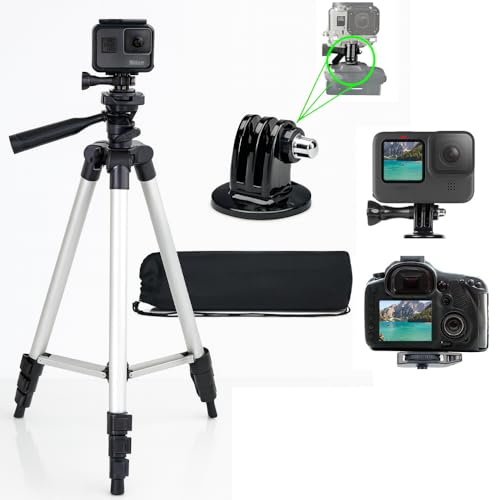 50' Aluminum Camera Tripod with Built-in Bubble Level – Compatible with GoPro HERO Cameras,...