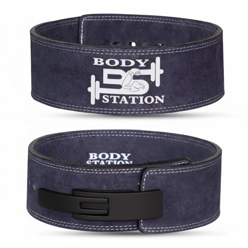 Bodystation Suede Leather (10 mm/13 mm) Weight Lifting Belt for Men & Women | Lever Buckle Powerlifting Gym Belt for Back Support | Heavy Duty Workout Belt for Squats, Deadlifts