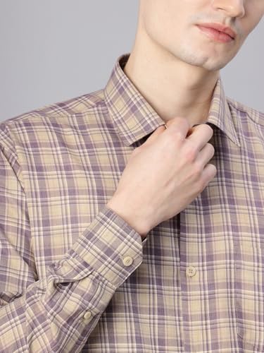 Image of Majestic Man Men's Pure Cotton Slim Fit Checkred Full Sleeve Classic Collar Everyday Formal Shirt
