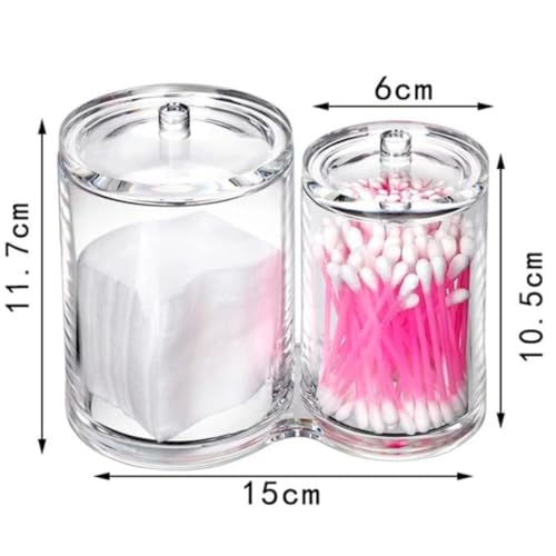 Porta Hastes Cotonete e Algodão em Acrílico Duplo Organizador Elegante e Multiuso para Banheiro e Po