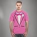 DIRTYRAGZ Men's Pink Tuxedo Tshirt - Funny Shirt Graphic Tee Tux Costume T Shirt with Bow Tie Vintage Tees for Men M Hot Pink