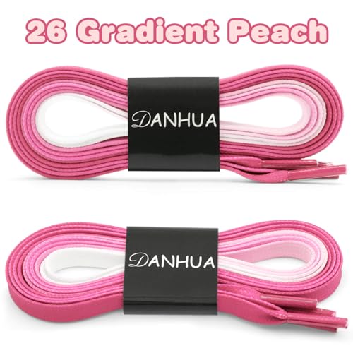 Image of Flat Colorful Shoelaces Gradient Rainbow Shoe Lace Shoestring 2 Pair
