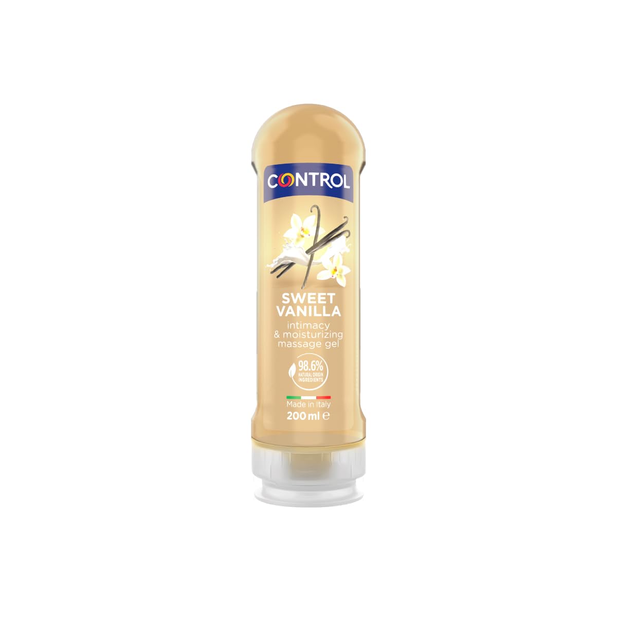 Control Gel Madagascar Sweetness 2in1 - Body Massage Gel with Vanilla Aroma - 200 ml - Water Based - Compatible with Condom - Moisturizing - Hypoallergenic - Sugar Free