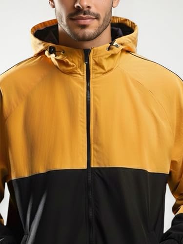 Image of CHKOKKO Sunscreen Jacket for Men Windcheater Hooded Zipper Sports Jacket | UV Protection | Sun Protective | Lightweight Water Resistant | Riding Biker | Outdoor Travel Gym Running