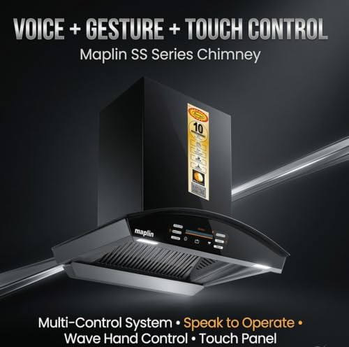 Image of Filterless Kitchen Chimney Model Regalia in 60 cm with DUCTLESS, Auto Clean Filterless, Voice Control (Black)