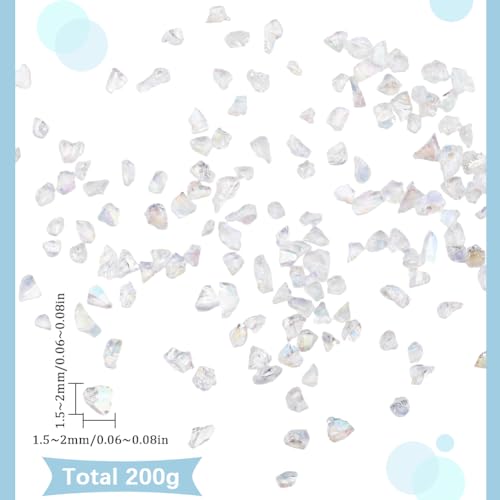 SUNNYCLUE 1 Box 200g 1.5-2mm White Crushed Glass Broken Glass Pieces Irregular Crystal Chips Clear Flakes Sequins Small Chunky Flakes Sprinkle Sequin for Nail Arts Resin Vase Filler Jewellery Making - Image 2