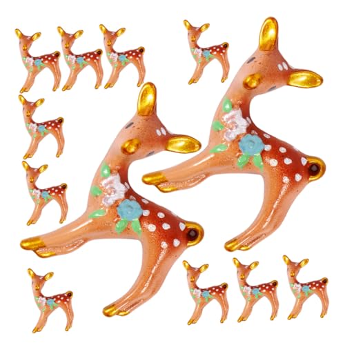 Abaodam Lot de 12 Figurines de Cerfs en Résine, Miniatures 3D DIY pour Décoration de Jardin Féerique, Accessoires pour Maison de Poupée, Décorations de Gâteau, Statuettes D’Animaux