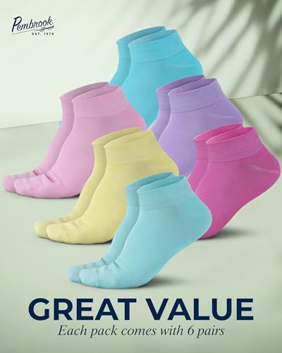 Image of Pembrook Bamboo Viscose Ankle Diabetic Socks for Women and Men - 6 Pairs | Moisture-Wicking, Super Soft, Non Binding
